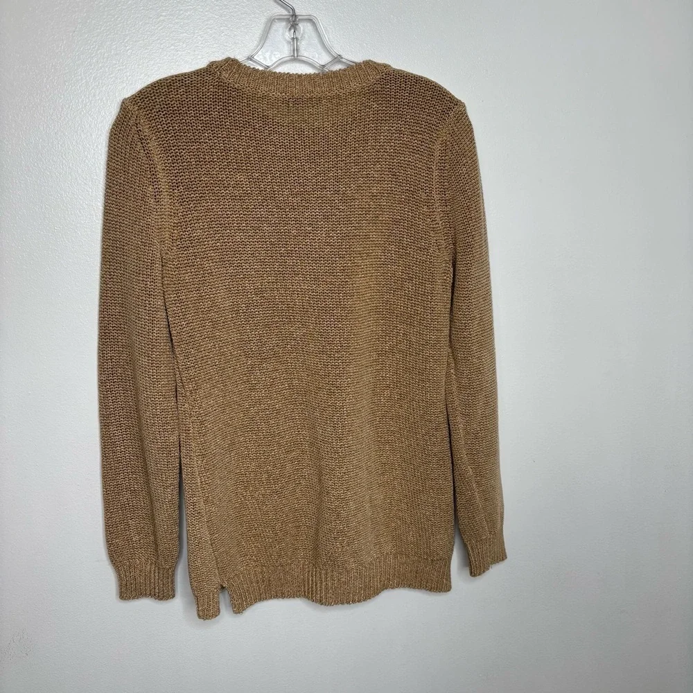 J.McLaughlin Metallic Knit Sweater‎ Tan Gold Medium - Picture 2 of 5